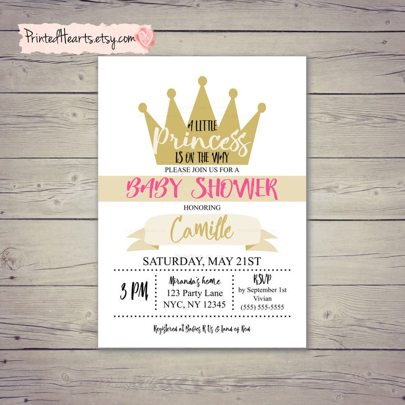 Prince Invitation, A Little Prince Is On The Way, Baby Boy Invitation, Baby Shower Invitation, Crown Invitation, Blue, Cream, Beige, Gold image 3