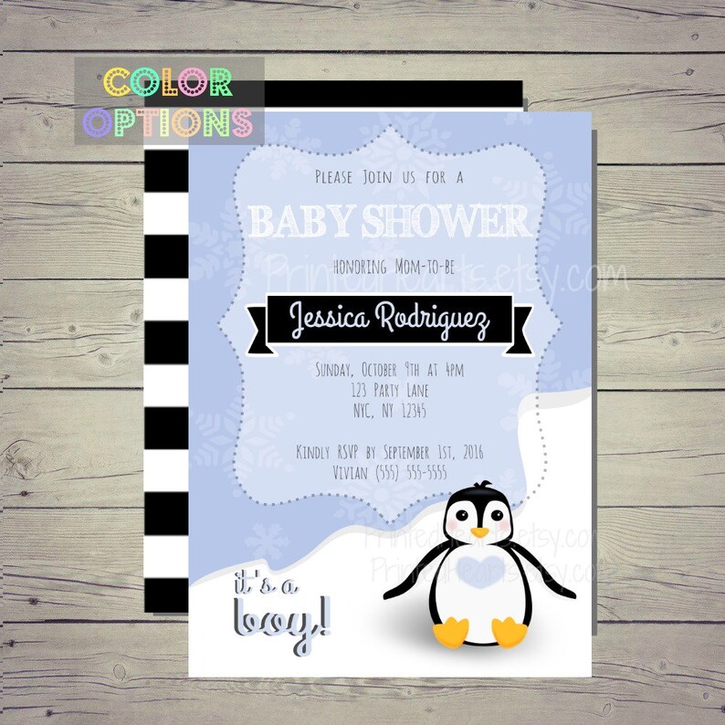 Winter Penguin Baby Shower Invitation. Waddle It Be Girl Etsy