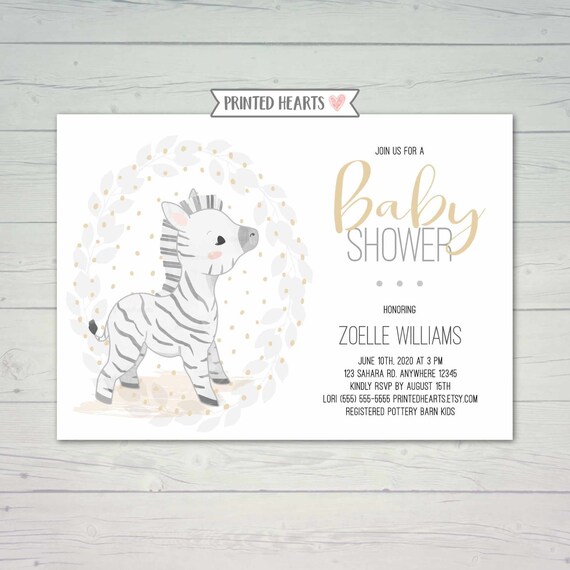 zebra baby shower invitations