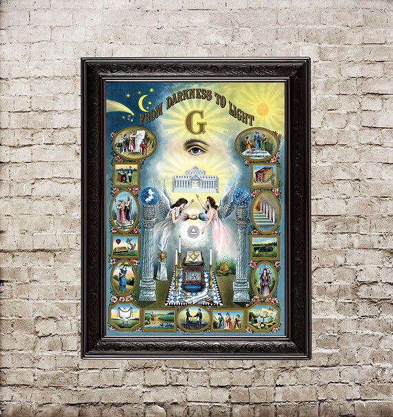 G Home Decor Wall Art Masonic Lodge Art Print // Canvas Print Poster