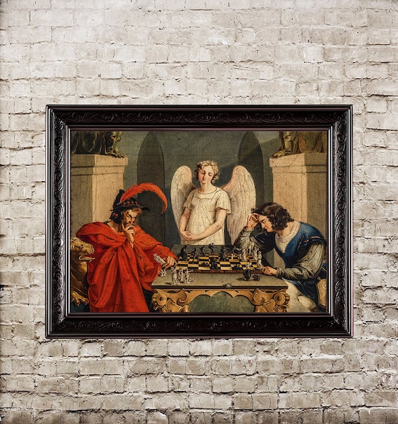 Faust and Mephistopheles playing chess chess decor Goethe | Etsy