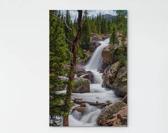 Estes Park Alberta Falls – Rocky Mountain National Park photo on metal – Waterfall photo landscape canvas – Colorado souvenir acrylic print