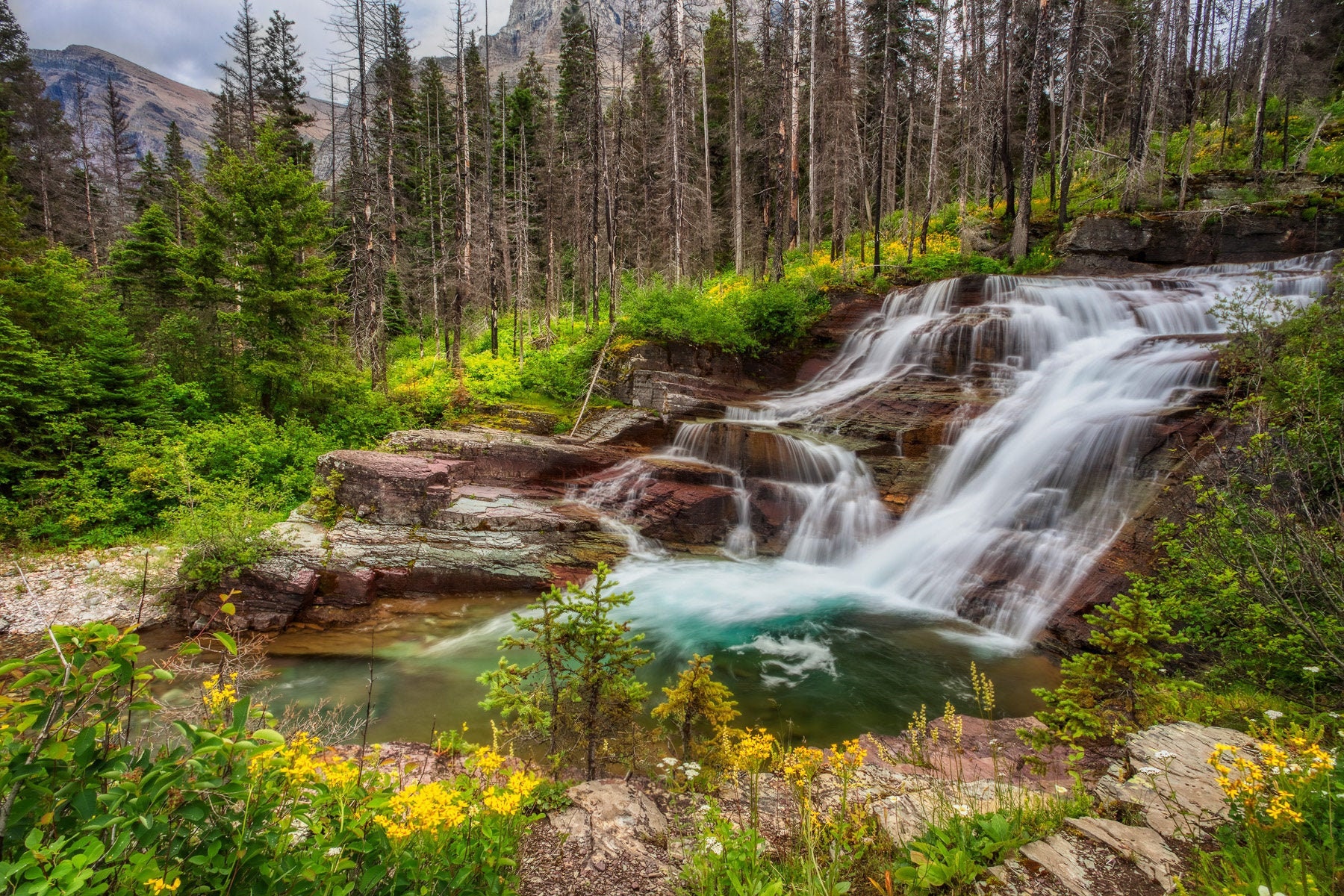 Glacier National Park Waterfall Picture Waterfall Canvas - Etsy