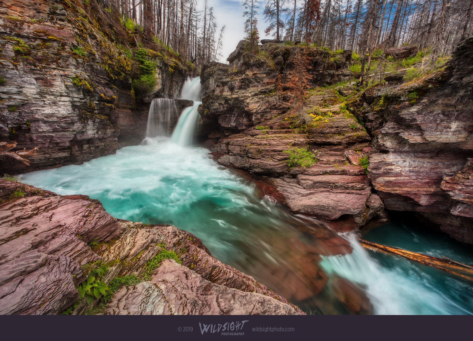 Glacier National Park Waterfall Photo St Mary Falls Photo - Etsy