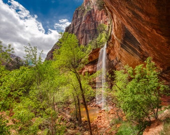 Zion National Park photo – Emerald Pool Waterfall photo – Zion photo acrylic – Utah waterfall metal print – National Park travel gift canvas