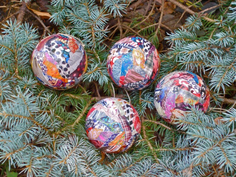 Handmade Paper Mache Christmas Tree Ornament Crazy Quilt 3 Etsy