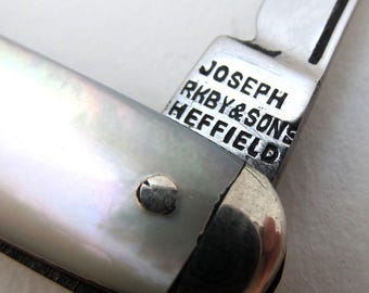 Top Quality Joseph Kirkby & Sons Sheffield Victorian Antique c1860 Small Pocket Double Folding Penknife Mother of Pearl High Carbon Steel