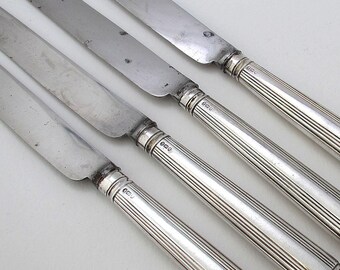 Moses Brent 1794 George III Antique Sterling Silver Handled Large Georgian Dessert Cutlery Set of Four 8.5"