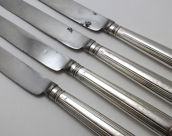 Moses Brent 1794 George III Antique Sterling Silver Handled Large Dessert Cutlery Set of Four 8.5"