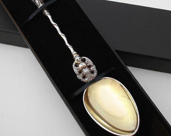 Antique English Victorian 1872 Solid Sterling Silver Gilt Apostle Christening Figural Tea Spoon