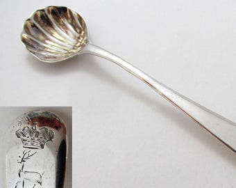 Antique George III 1788 Solid Sterling Silver Condiment/Salt Spoon, George Smith & William Fearn.