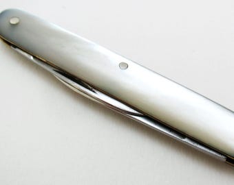 Fine Quality Sheffield Antique c1920 Double Folding Pocket Penknife Mother of Pearl High Carbon Steel