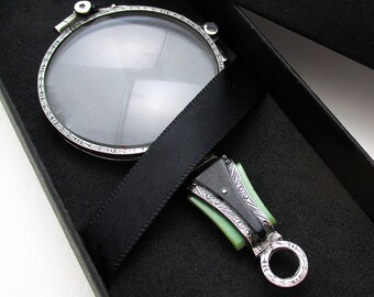 Art Deco Solid Sterling Silver 935 Lorgnette Folding Magnifying Glasses Antique Eyeglasses c1920