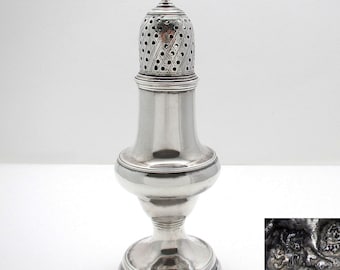 Rare Georgian 'Incuse Duty' 1784 Sterling Silver Sugar Pepper Caster Pot Shaker English George III Thomas Shepherd.