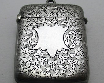 Large & Heavy 36g Antique Victorian Solid Sterling Silver English Vesta Case Match Striker Box, Thomas Hayes 1899.