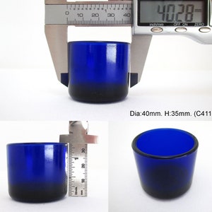 1 1/2&quot; to 1 11/16&quot; Diameter. Replacement CIRCULAR/ROUND Bristol Cobalt Blue Glass Liner for Silver Salt/Inkwell/Mustard Pot