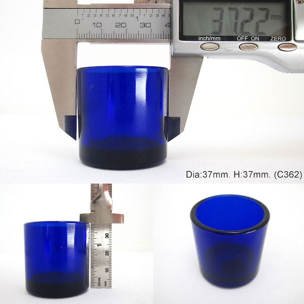 1 1/2" to 1 5/8" Diameter. Replacement CIRCULAR/ROUND Bristol Cobalt Blue Glass Liner for Silver Salt/Inkwell/Mustard Pot