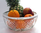 Edwardian (1905) Solid Sterling Silver Rim Mounted Cut Glass Large Fruit Bowl Dish English Antique