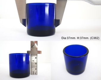 1 1/2" to 1 5/8" Diameter. Replacement CIRCULAR/ROUND Bristol Cobalt Blue Glass Liner for Silver Salt/Inkwell/Mustard Pot