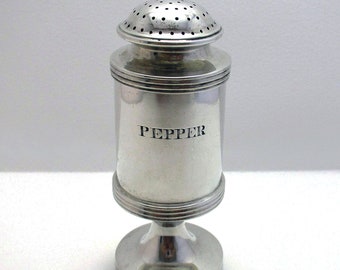 Large and Heavy Gauge 164g Indian Colonial (c1820) Georgian Sterling Silver Antique Pepper Pot Shaker, Twentyman & Co. India Calcutta