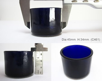 1 3/4" to 1 7/8" Diameter. Replacement CIRCULAR/ROUND Bristol Cobalt Blue Glass Liner for Silver Salt/Inkwell/Mustard Pot