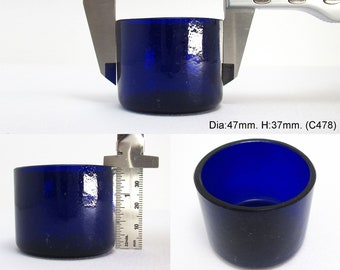 1 7/8" Diameter. Replacement CIRCULAR/ROUND Bristol Cobalt Blue Glass Liner for Silver Salt/Inkwell/Mustard Pot