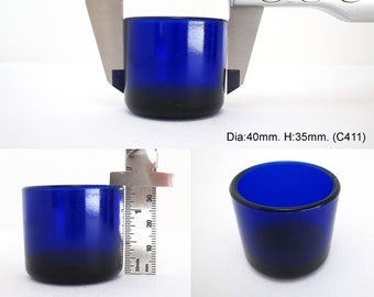 1 1/2" to 1 11/16" Diameter. Replacement CIRCULAR/ROUND Bristol Cobalt Blue Glass Liner for Silver Salt/Inkwell/Mustard Pot