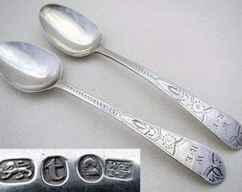 Angelo by Wood /& Hughes Sterling Silver Sugar Spoon Fluted Bright-Cut 6 1//4/"