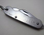 British Army Vintage Folding Jack Clasp Knife. Military Broad Arrow mark, World War 2 WWII era, Stainless Steel Sheffield. RBS 1952.