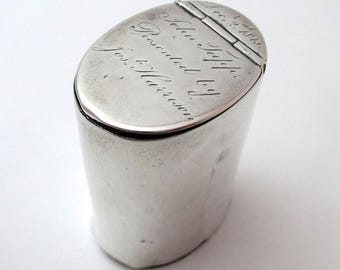 Rare Scottish Antique Solid Sterling Silver Georgian Snuff Canister Pill Box 19th-century.