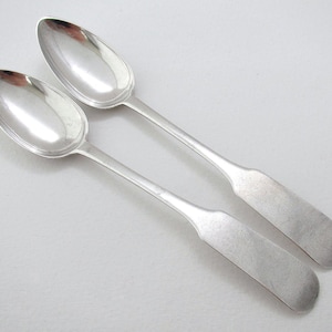 Rare David Manson Dundee Scottish Provincial OAR Pattern Georgian Silver Tea Spoons, Pair, George III c1809