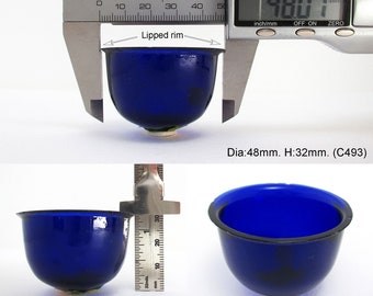 1 7/8" to 2" Diameter. Replacement CIRCULAR/ROUND Bristol Cobalt Blue Glass Liner for Silver Salt/Inkwell/Mustard Pot