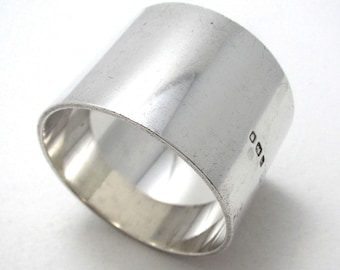 Heavy 66g WWII era Solid Sterling Silver Plain Vintage Napkin Serviette Ring, C J Vander 1943.