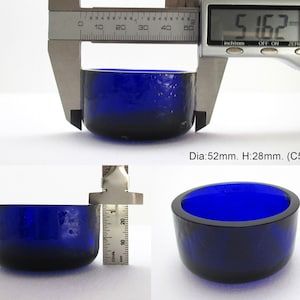 2 1/16&quot; to 2 1/8&quot; Diameter. Replacement CIRCULAR/ROUND Bristol Cobalt Blue Glass Liner for Silver Salt/Inkwell/Mustard Pot