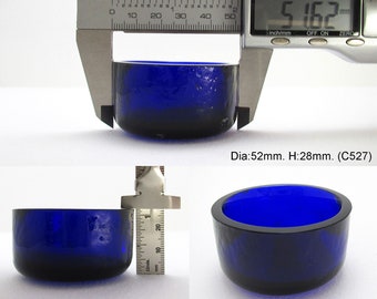 2 1/16" to 2 1/8" Diameter. Replacement CIRCULAR/ROUND Bristol Cobalt Blue Glass Liner for Silver Salt/Inkwell/Mustard Pot