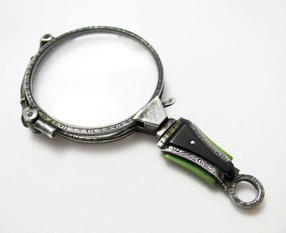 Art Deco Solid Sterling Silver 935 Lorgnette Fold… - image 5