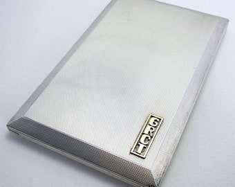 Rare Alfred Dunhill 1964 Large Solid Sterling Silver Cigarette Case with Asprey Style Slide-Opening Lid.