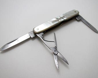 Slater Brothers Sheffield Large Victorian Antique c1890 Pocket Multi Tool Sportsman Folding Penknife Mother of Pearl High Carbon Steel