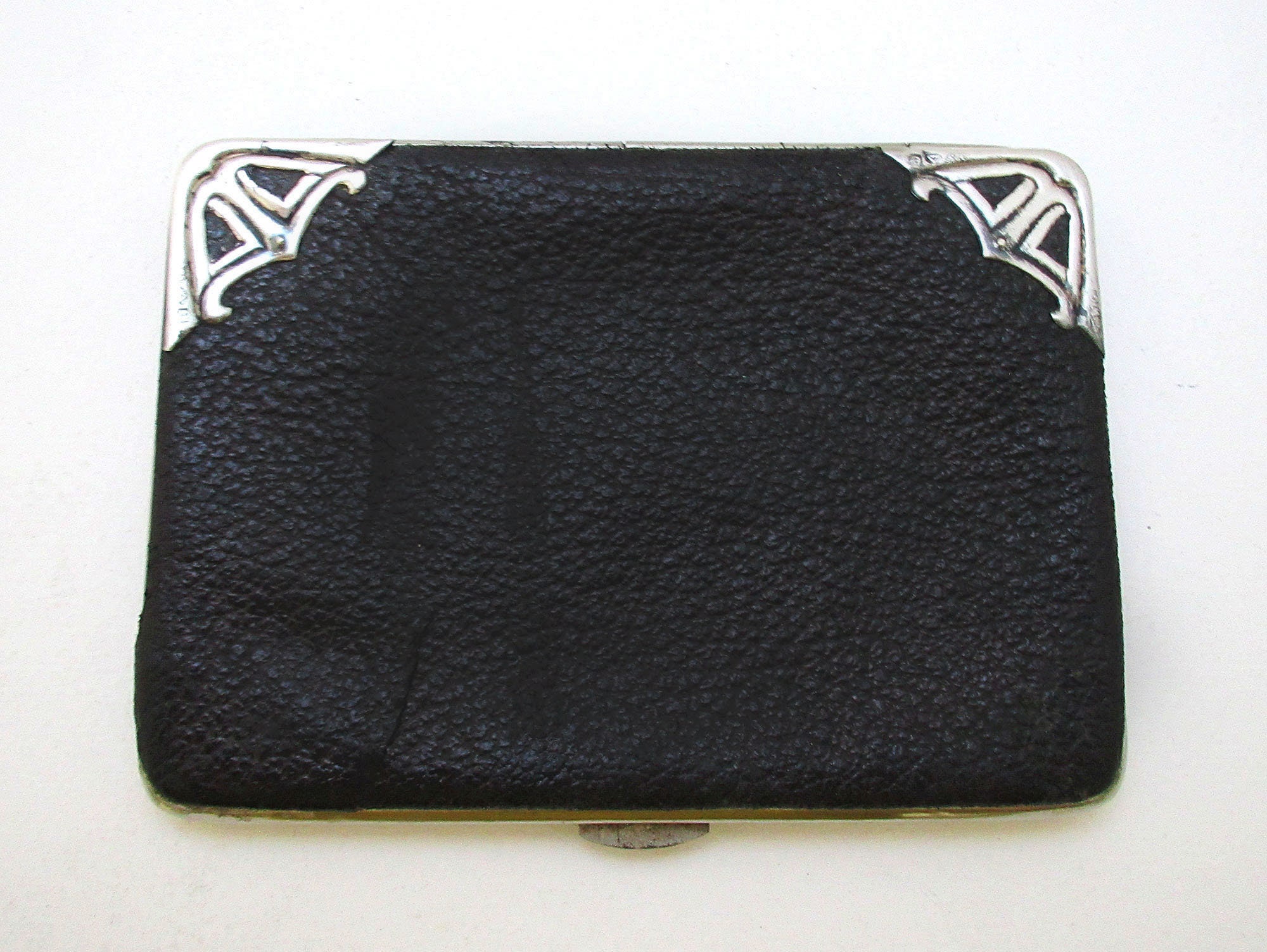 Vintage 1904 Edwardian Victorian Handbag, Brass Clasp and Textured Leather Purse, Hand Held Leather Handbag