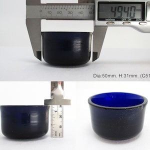 2&quot; to 2 1/16&quot; Diameter. Replacement CIRCULAR/ROUND Bristol Cobalt Blue Glass Liner for Silver Salt/Inkwell/Mustard Pot