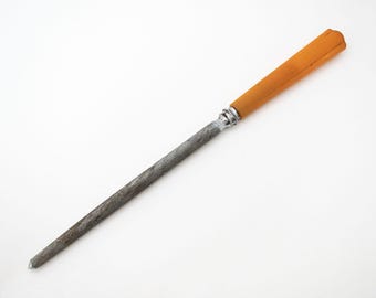 Sheffield B.Thomas & Co Sharpening Rod Honing Steel / Sharpener, Art Deco Vintage Bakelite Handle c1930 Made in England
