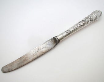 Very Rare Victorian COBURG Pattern Antique Sterling Silver Steel Large 10.5" Table/Dinner Serving Cutlery, English Hallmarked 1853