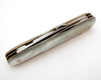 Rare Compact Wade Wingfield Rowbotham Sheffield Antique c1880 Pocket Multi Tool Folding Cigar Smoker Penknife Mother of Pearl Carbon Steel