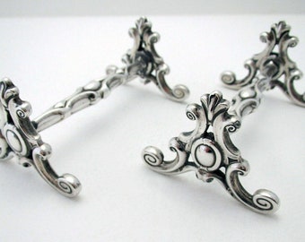 Pair of Rare Gothic Revival Antique Solid Sterling Silver English Victorian Cutlery Rests/Stands.