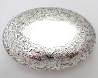 Magnificent Antique 1907 Solid Sterling Silver Tobacco Snuff Squeeze Box Case