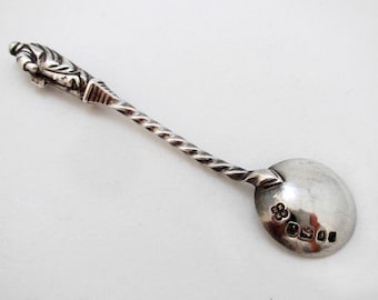 Antique English Victorian 1873 Solid Sterling Silver Apostle Christening Figural Salt Condiment Spoon