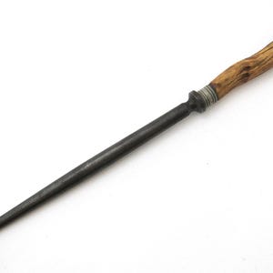 Antique Victorian Sheffield Sharpening Steel Rod Meat Carving Sharpener, Stag Antler Handle, Silver Plated Mount c1890