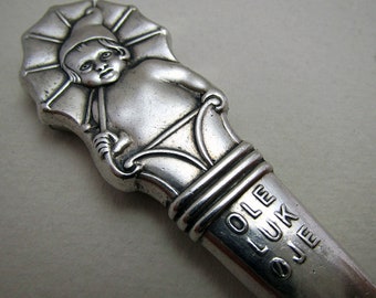 Danish 1943 Hans Christian Andersen OLE LUKOJE Childs Christening Children SILVER Cutlery Dessert Spreader