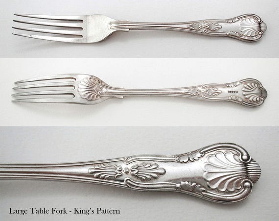 英国 キングスパターン シルバープレートフォーク デザートフォーク18.3cm