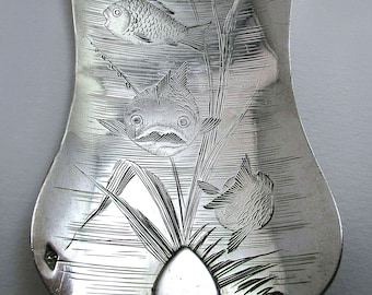 Superb Antique French Solid Sterling Silver Hallmarked Fish Server, Serving Cutlery, France 19th-Century.